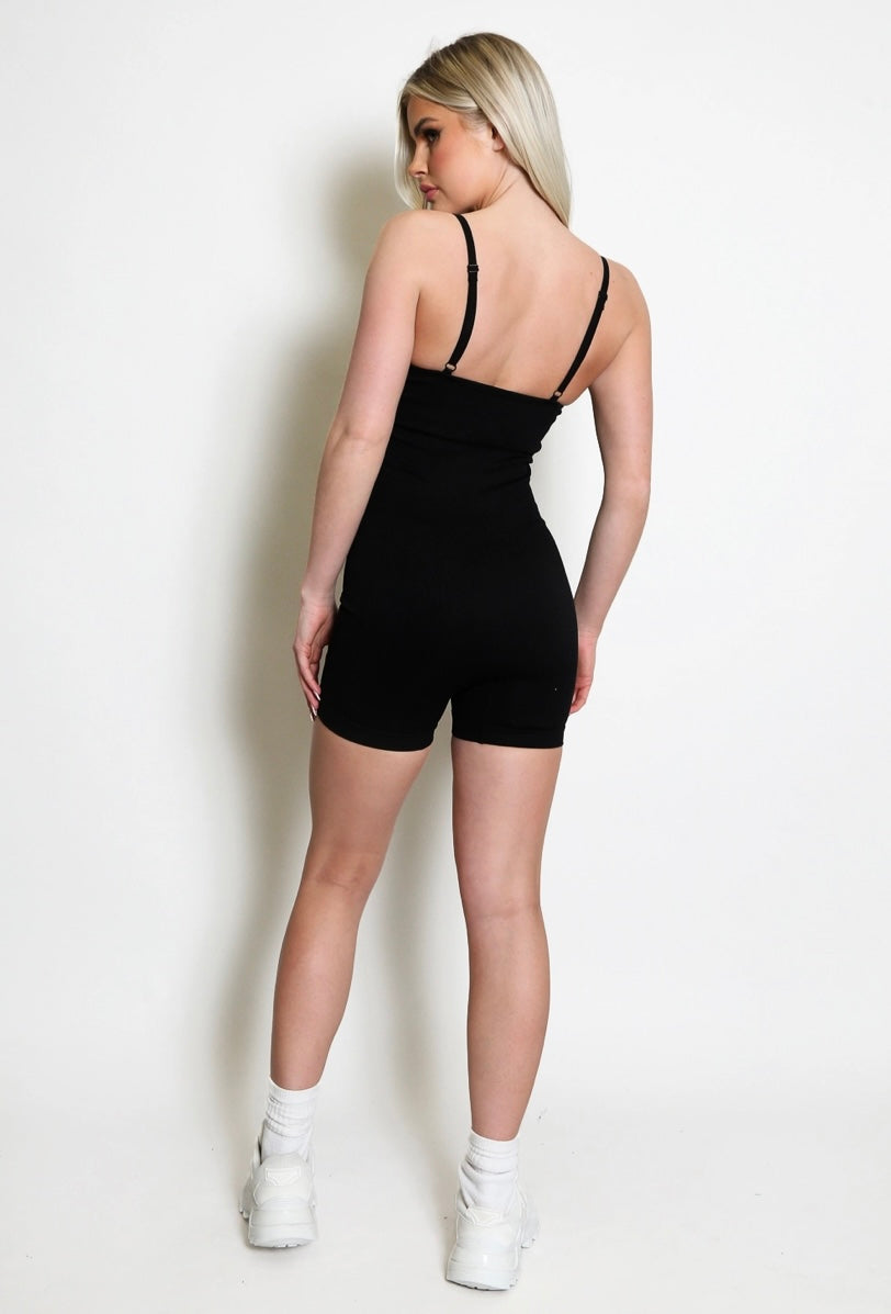Black Ribbed Unitard