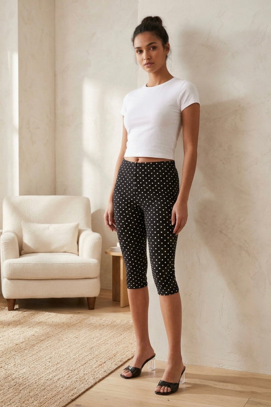 Polka Dot Capris - Black