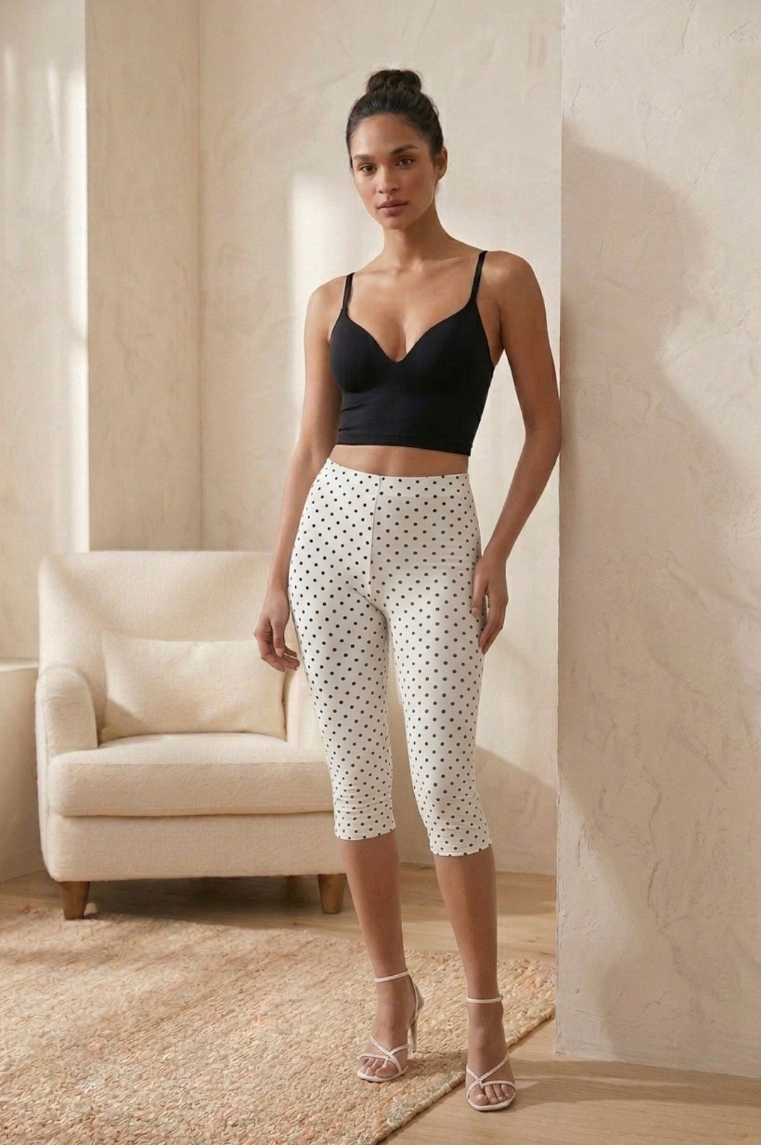 Polka Dot Capris - White