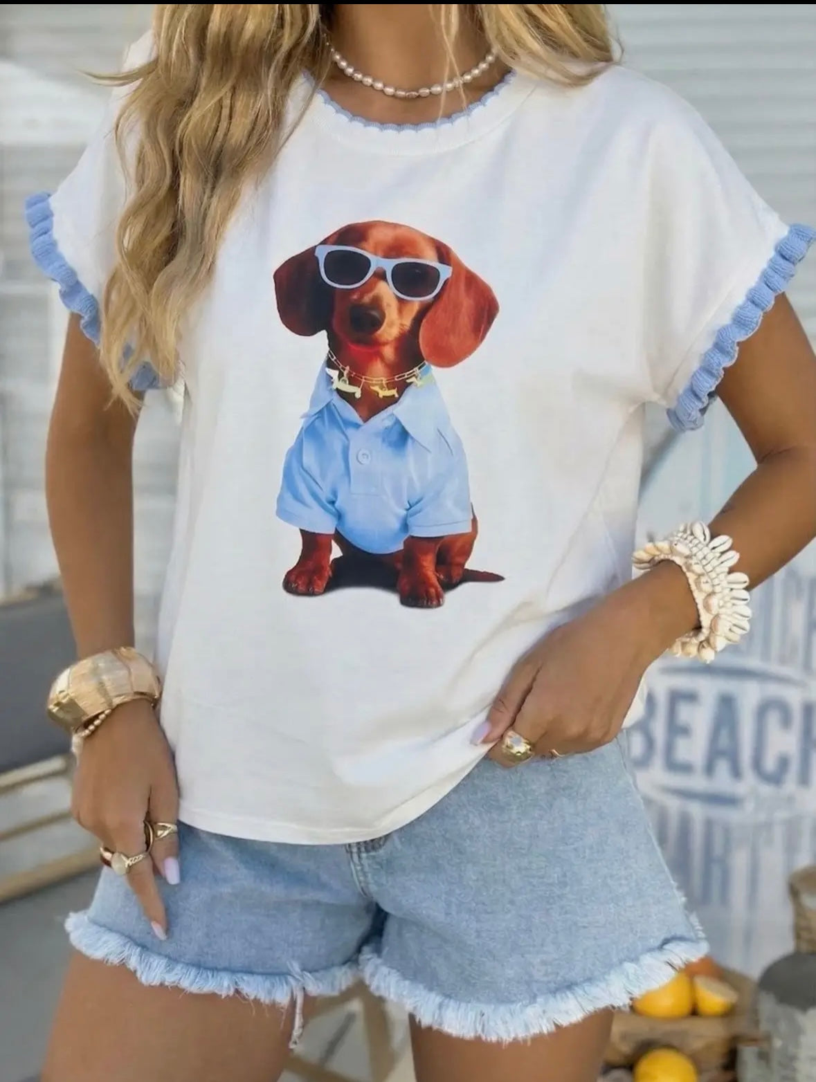 Blue Cool Dog T-Shirt